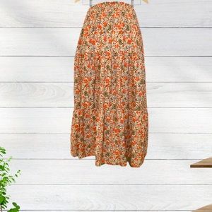 Floral Midi Skirt with Pockets
